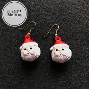 Santa Earrings Vintage 90’s Metal w/ Bells inside